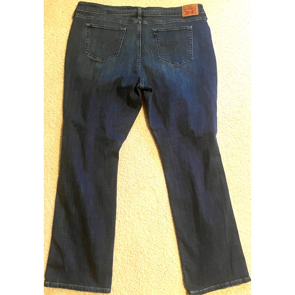 New Levi's 414 Classic Straight Distressed Blue Denim Jeans Women Plus 22W x 31